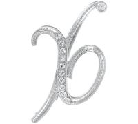 sourcing map Broche en forme de lettre en métal avec initiale en strass, épingle à poitrine en cristal pour homme et femme, costume, manteau, cadeau, 2.56x1.57inch, Acier allié