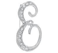 sourcing map Broche en forme de lettre en métal avec initiale en strass, épingle à poitrine en cristal pour homme et femme, costume, manteau, cadeau, 1.77x0.98inch, Acier allié