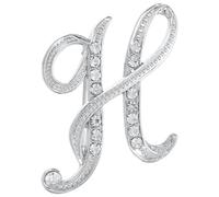 sourcing map Broche en forme de lettre en métal avec initiale en strass, épingle à poitrine en cristal pour homme et femme, costume, manteau, cadeau, 1.97x1.42inch, Acier allié