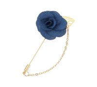 sourcing map Broche rose pour homme, fleur avec chaîne en feuille dorée, tissu fait à la main, accessoire de corsage camélia, 1.6"x3.5", Acier allié
