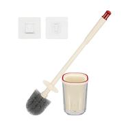 sourcing map Brosse de toilette murale avec support - Base carrée - Long manche - Poils doux - Pour salle de bain - Rouge