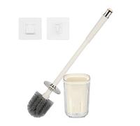 sourcing map Brosse WC murale avec support - Base carrée - Long manche - Poils doux - Pour salle de bain - Argenté