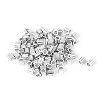 sourcing map Câble acier 4mm Embouts aluminium ton argent manches 100 Pcs