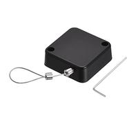 sourcing map Câble antivol rétractable avec autocollant, télécommande de sécurité, anti-perte, 2 m, câble de verrouillage de 200 g, force de traction noire