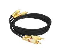 sourcing map Câble audio stéréo 2RCA mâle vers 2RCA mâle, 1 m, câble RCA pour caisson de basses avec prises plaquées or pour Home Cinéma, HDTV, amplificateurs, haut-parleurs, câble noir coque dorée