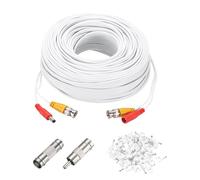 sourcing map Câble d'alimentation vidéo BNC, 45 m, cordon d'extension CC pour caméra de sécurité CCTV DVR installation Plug & Play, 1 ensemble blanc