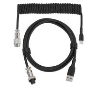 sourcing map Câble de clavier spiralé de 3 m, de type C vers USB, câble d'aviation détachable avec tressé durable pour clavier de jeu et téléphone portable, noir