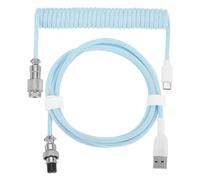 sourcing map Câble de clavier spiralé de type C vers USB de 3 m, câble d'aviation détachable avec tressé durable pour clavier de jeu et téléphone portable, bleu ciel