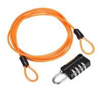sourcing map Câble de sécurité en acier avec serrure à combinaison à 4 chiffres, 1,5 m, câble métallique orange à double boucle pour voyage en plein air (150 cm)