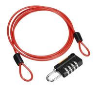 sourcing map Câble de sécurité en acier avec serrure à combinaison à 4 chiffres, 100 cm, câble métallique rouge à double boucle pour voyage en plein air