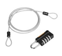 sourcing map Câble de sécurité en acier avec serrure à combinaison à 4 chiffres, 100 cm - Câble métallique argenté à double boucle - Cadenas à bagages pour voyage en plein air