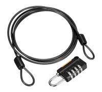 sourcing map Câble de sécurité en acier avec serrure à combinaison à 4 chiffres, 100 cm - Noir - Câble métallique de sécurité à double boucle - Cadenas à bagages pour voyage en plein air