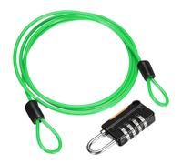 sourcing map Câble de sécurité en acier avec serrure à combinaison à 4 chiffres, 100 cm - Vert - Câble métallique de sécurité à double boucle - Cadenas à bagages pour voyage en plein air