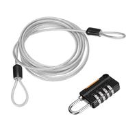 sourcing map Câble de sécurité en acier avec serrure à combinaison à 4 chiffres, 2 m, câble métallique argenté à double boucle pour voyage en plein air (200 cm)