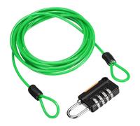 sourcing map Câble de sécurité en acier avec serrure à combinaison à 4 chiffres, 2 m, câble métallique vert à double boucle pour voyage en plein air (200 cm)