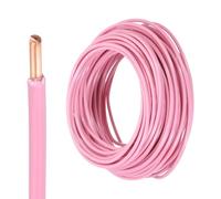 sourcing map Câble électrique THHN isolé en cuivre massif 12 AWG de 15,2 m pour usage résidentiel, industriel, mise à la terre, puissance électrique pour 600 V, certifié UL, rose