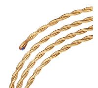 sourcing map Câble électrique torsadé recouvert de tissu 2 conducteurs 18 AWG 3 m, vintage en tissu tissé pour suspension, projet de bricolage, ton or clair