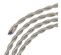 sourcing map Câble électrique torsadé recouvert de tissu 2 fils 18 AWG 5 m - Câble électrique vintage en tissu tissé pour suspension et projet de bricolage, gris