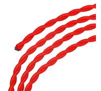 sourcing map Câble électrique torsadé recouvert de tissu 2 fils 18 AWG 5 m - Câble électrique vintage en tissu tissé pour suspension et projet de bricolage, rouge