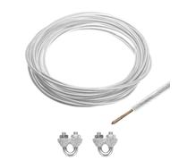 sourcing map Câble métallique avec revêtement en vinyle transparent de 4 mm - 6 m - Câble métallique en acier galvanisé avec 2 manchons M5 pour suspension de guirlandes lumineuses, balustrades de