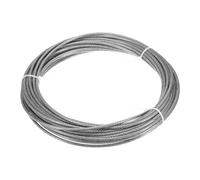 sourcing map Câble métallique en acier inoxydable 304, Fil de 4 mm, 7 x 7 brins de 15 m, revêtement en PVC pour avion, construction extérieure, gréement, terrasse, balustrades