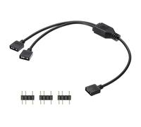 sourcing map Câble répartiteur ARGB 5 V 30,5 cm 3 broches 1 vers 2 femelle vers femelle ARGB avec connecteurs mâles à 3 broches pour ventilateur ARGB PC/lumières LED, noir