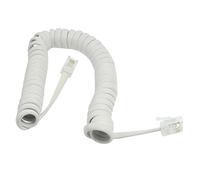 sourcing map Câble spiralé en plastique Blanc 4P4C Connecteurs RJ9 pour prise de téléphone ligne