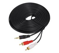 sourcing map Câble TRS mâle 3,5 mm plaqué or vers prise jack 2 RCA, noyau en cuivre de 3 m, câble audio auxiliaire en PVC pour transmission du son haute fidélité vers TV, amplificateur, haut-parleur