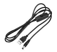 sourcing map Câble USB avec 501 Interrupteur marche/arrêt, USB Mâle vers DC 5,5x2,1mm Mâle Câble d'alimentation 150cm pour Appareil photo Disque dur Disque Boîtier Noir