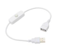 sourcing map Câble USB avec interrupteur ON/OFF, USB mâle vers femelle 28 cm, blanc, pour lampe de bureau LED, bande LED
