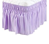 sourcing map Cache Sommier Jupe de Lit en Polyester Brossé Enroulé Autour de Trois Côtés en Tissu Volant Anti-poussière élastique 38cm de Chute Violet Clair 100x190cm