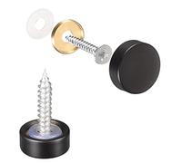 sourcing map Cache Vis Miroir, 12mm, 10Pcs Laiton Décoratif Capuchon Vis Couverture Clous Attaches pour Miroir Table Bain Plaque Penderie Verre Signes, Noir