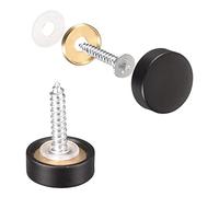 sourcing map Cache Vis Miroir 14mm 6Pcs Laiton Décoratif Capuchon Noir