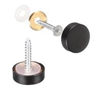sourcing map Cache Vis Miroir, 18mm, 6Pcs Laiton Décoratif Capuchon Vis Couverture Clous Attaches pour Miroir Table Bain Plaque Penderie Verre Signes, Noir