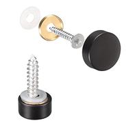 sourcing map Cache Vis Miroir Laiton Décoratif Capuchon 10mm Noir 10pcs