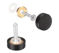 sourcing map Cache Vis Miroir Laiton Décoratif Capuchon 14mm Noir 10pcs