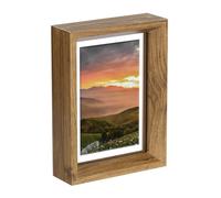 sourcing map Cadre photo flottant en bois naturel de 15,2 x 10,2 cm pour fleurs pressées à poser au mur, collection de photos, bois naturel