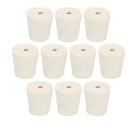 sourcing map Caoutchouc Conique Bouchon 22mm à 28mm avec 8mm Trou Essais Tubes Bondes Bouchon Blanc pour Labo Maison 10 Pièces