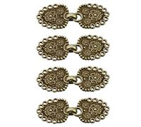 sourcing map Cape Fermoir, 4 Paires Coudre Sur crochet et Yeux Vintage Cape Fermoirs Pull Châle Cardigan Collier Fermoirs Boucle pour Vêtements(Bronze)