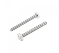 sourcing map Carré Tête Boulon, 2Pcs M6x50mm Entièrement Filetage 304 Inox Acier Grade C Carré Machine Vis