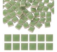sourcing map Carreaux de mosaïque carrés de 9 mm, 300 g de carreaux de mosaïque en céramique émaillée en vrac pour vase, pots de fleurs, décoration d'aquarium, projet de jardin, loisirs créatifs, vert