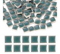 sourcing map Carreaux de mosaïque carrés de 9 mm, 300 g de carreaux de mosaïque en céramique émaillée en vrac pour vase, pots de fleurs, décoration d'aquarium, projet de jardin, loisirs créatifs, vert
