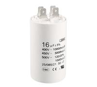 sourcing map CBB60 Condensateur Fonctionnement 16uF 450V AC Double Insert 50/60Hz Cylindre 75x37mm Blanc pour Moteur Pompe à Eau Compresseur Air