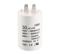 sourcing map CBB60 Condensateur Fonctionnement 30uF 450V AC Double Insert 50/60Hz Cylindre 91x41mm Blanc pour Moteur Pompe à Eau Compresseur Air