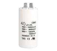 sourcing map CBB60 Condensateur Fonctionnement 40uF 450V AC Double Insert 50/60Hz Cylindre 94x49mm Blanc pour Moteur Pompe à Eau Compresseur Air