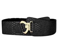 sourcing map Ceinture élastique taille haute extensible en similicuir texturé serpent pour femme Noir 72-84cm/28.35-33.07" taille