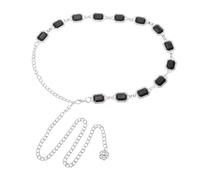 sourcing map Ceinture en chaîne en métal, ceinture occidentale à maillons en métal avec strass pour robes de femme, 112cm, Gemme, Pierre de zircone synthétique