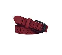 sourcing map Ceinture en cuir à boucle ardillon en alliage creux multi-trous sculpté pour femmes Bourgogne-coeur 27-40 pouces