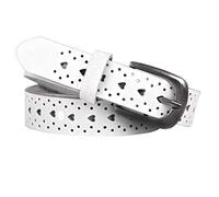 sourcing map Ceinture en cuir à boucle ardillon en alliage creux multi-trous sculpté pour femmes Coeur blanc 27-40 pouces