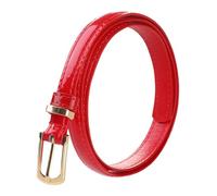 sourcing map Ceinture en PU verni maigre à boucle ardillon pour femme Rouge M